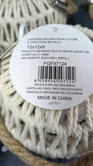 Set 4 lanterne portacandela boho cotone