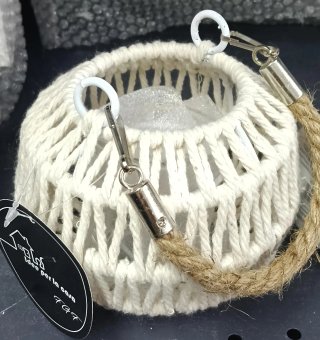 Set 4 lanterne portacandela boho cotone