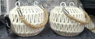 Set 4 lanterne portacandela boho cotone