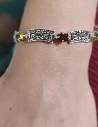 Pulsera Plata 925 Marquesitas Piedras Naturales