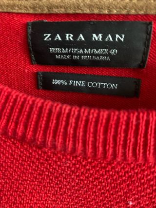 Jersey Zara Rojo Algodón Fino Talla M