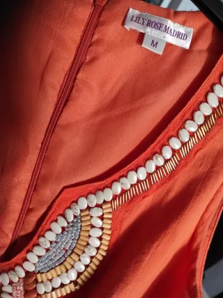 Vestido Túnica Naranja T.M con Pedrería