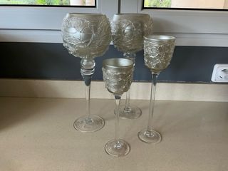 Copas decorativas de cristal plateado