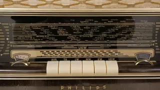 Radio Philips Jupiter 553 de 1955. Marrón y Dorado