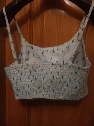 Top floral azul crop top