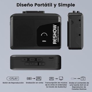 Reshow Reproductor Cassette Portátil con Altavoz
