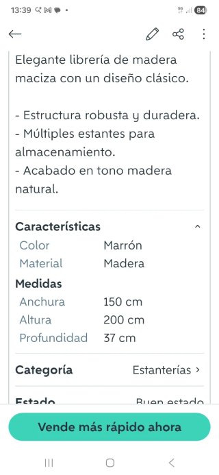 Librería de madera maciza