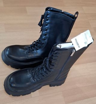 Botines Pull&Bear negros cordones cremallera 41