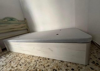 Canapé abatible madera y tela, NUEVO