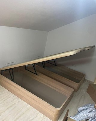 Canapé abatible madera y tela, NUEVO