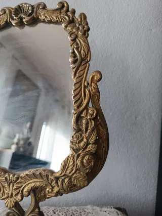 Espejo de sobremesa bronce antiguo