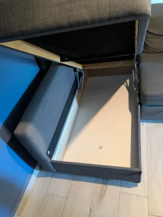 Sofá cama, chaise longue gris 3 plazas, como nuevo
