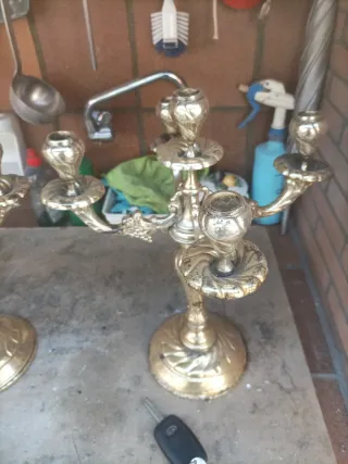 2 Antichi Candelabri in Alpaca