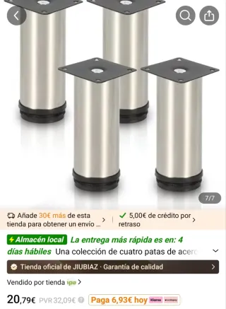 4 Patas Metálicas para Muebles