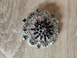 Broche botón charro plata y negro