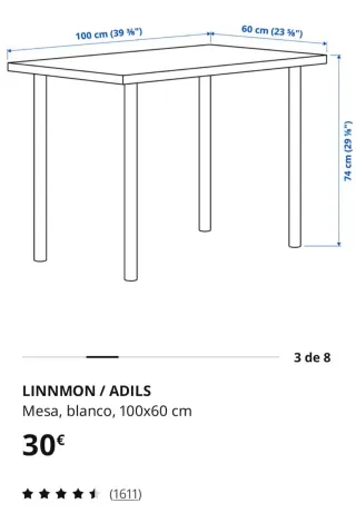 Escritorio Ikea blanco, modelo Linnmon