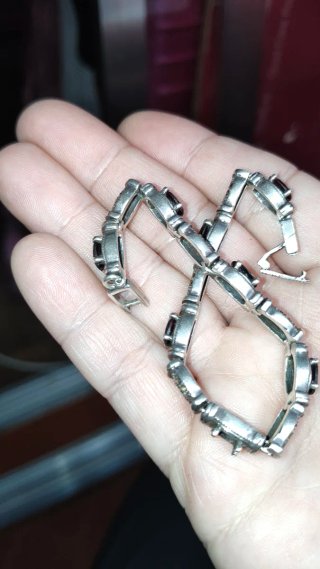 Pulsera Vintage de  Plata con Granates.