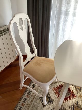 Mesa comedor y 4 sillas lacado blanco