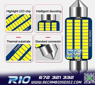BOMBILLA LED C10W FESTOON 39MM 36LED