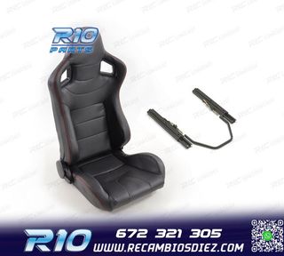 ASIENTO DEPORTIVO SEMI BAQUET ESTILO RS CARBONO NEGRO Y CORR