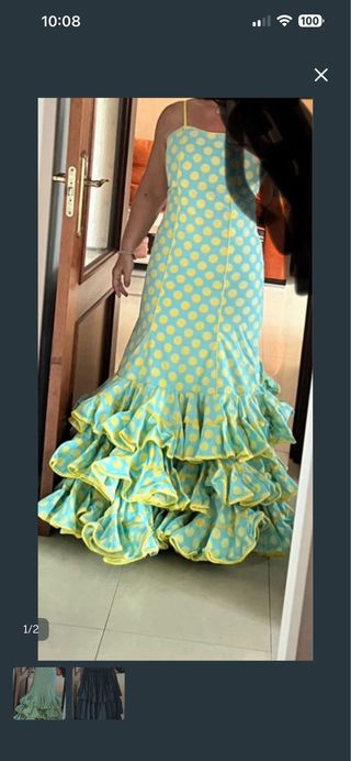 Vestido Flamenco Azul y Amarillo Talla Única