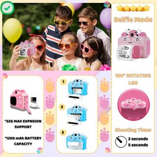 Cámara Fotos Infantil Instantánea Rosa