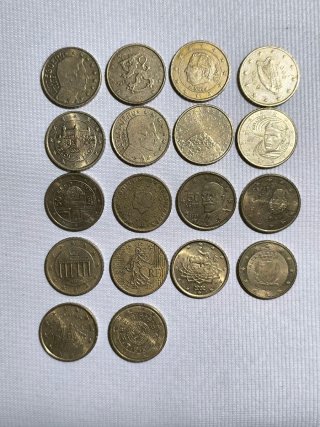 Lotto 18 monete cinquanta centesimi di Euro