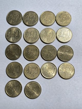 Lotto 18 monete cinquanta centesimi di Euro