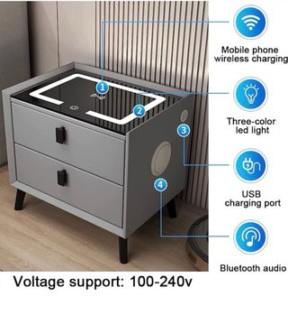 Mesita Noche Inteligente Carga USB