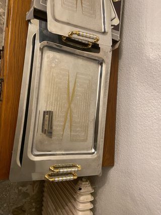 Juego de 3 Bandejas Metálicas Doradas y Plateadas