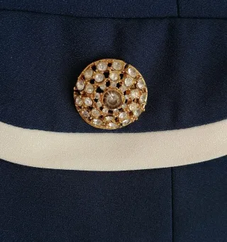 Chaqueta de alta costura tipo Chanel Beige y Azul