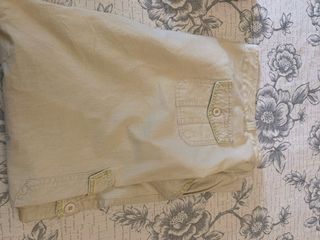 Pantalones pirata mujer beige y gris