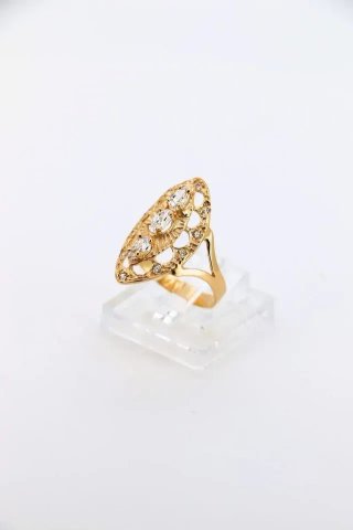 Anillo Mini Lanzadera Oro con Circonitas Talla 14