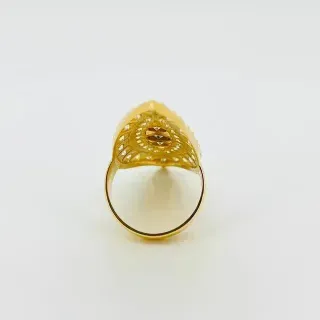 Anillo Dorado con Circonitas Moradas y Blancas