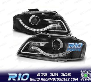 FAROS AUDI A3 8P LUZ DIURNA LED FONDO NEGRO