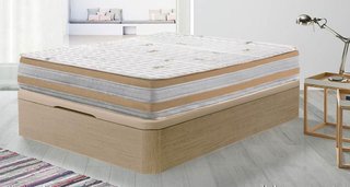 Pack descanso base tapizada y colchon 135x190