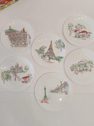6 piattini con viste di Parigi