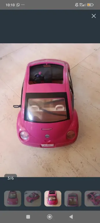 Caravana con muñecas articuladas y coche rosa