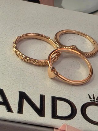 Lote 3 Anillos Pandora Corazón y Brillantes
