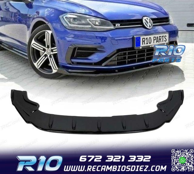SPOILER LIP VOLKSWAGEN VW GOLF 7.5 R20 17-20 NEGRO BRILLO