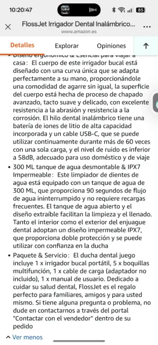Irrigador Dental FlossJet Inalámbrico Negro