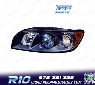 FARO IZQ VOLVO S40 V50 04-07 FONDO NEGRO H7 + HB3