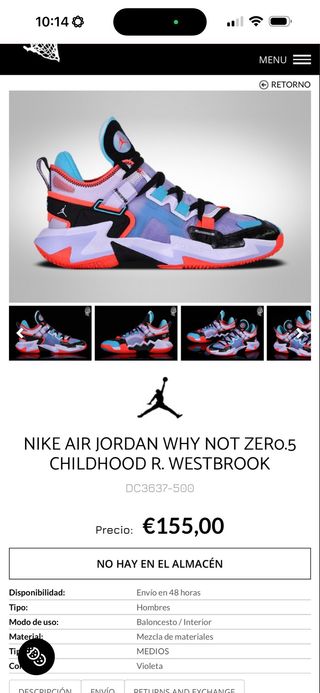 NIKE AIR JORDAN WHY NOT ZER0.5 CHILDHOOD R. WESTBR