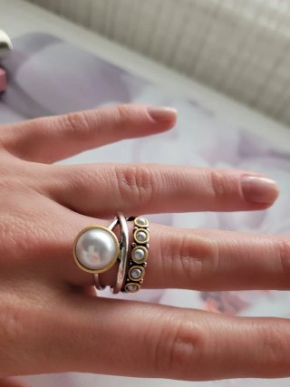2 Anillos Ajustables Perla y Diseño