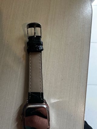 Orologio Stile Santos Quadrato Pelle Nera