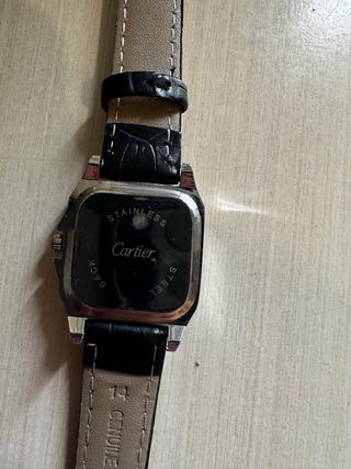 Orologio Stile Santos Quadrato Pelle Nera