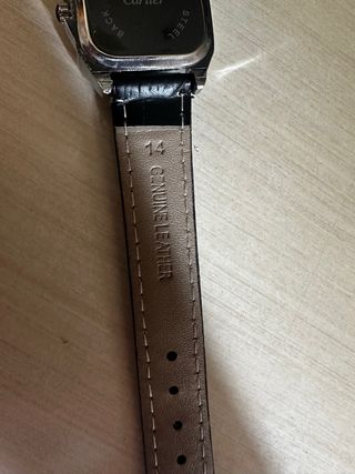 Orologio Stile Santos Quadrato Pelle Nera