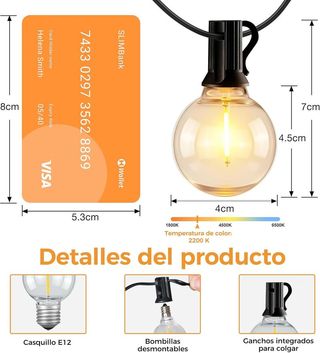 NUEVO - Cadena Luces Bombillas LED Exterior 10m