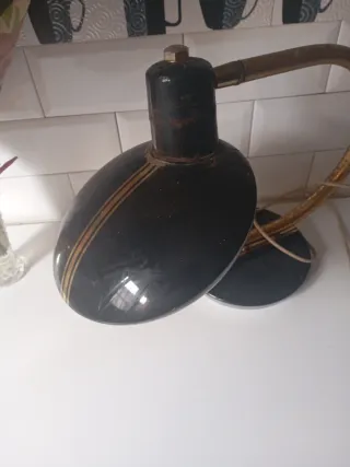 Lámpara farmacia vintage dorada y negra