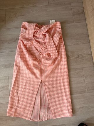 Falda Mango Vichy Rosa y Blanca